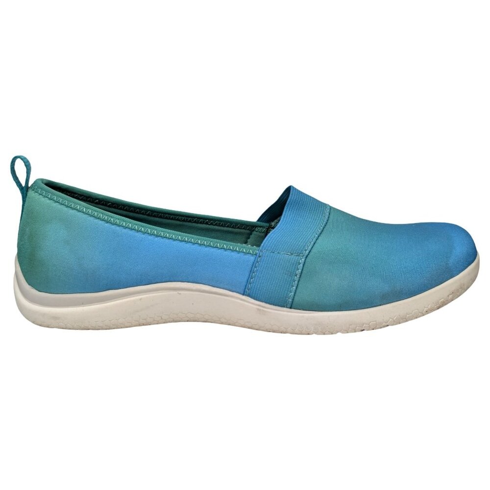 Lands End Skimmers Loafers Womens Green Iridescent Slip On Shoes Size 7